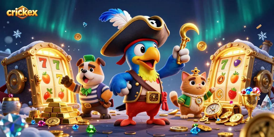 Experience exciting gaming adventures with Crickex through vibrant slot reels and dynamic casino elements.