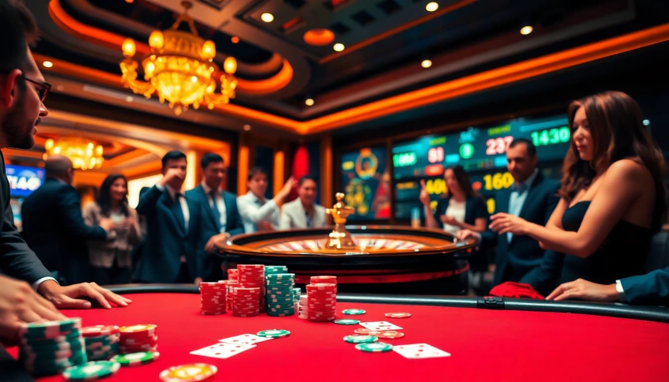 Experience excitement at a poker table featuring CM88-themed cards and chips.