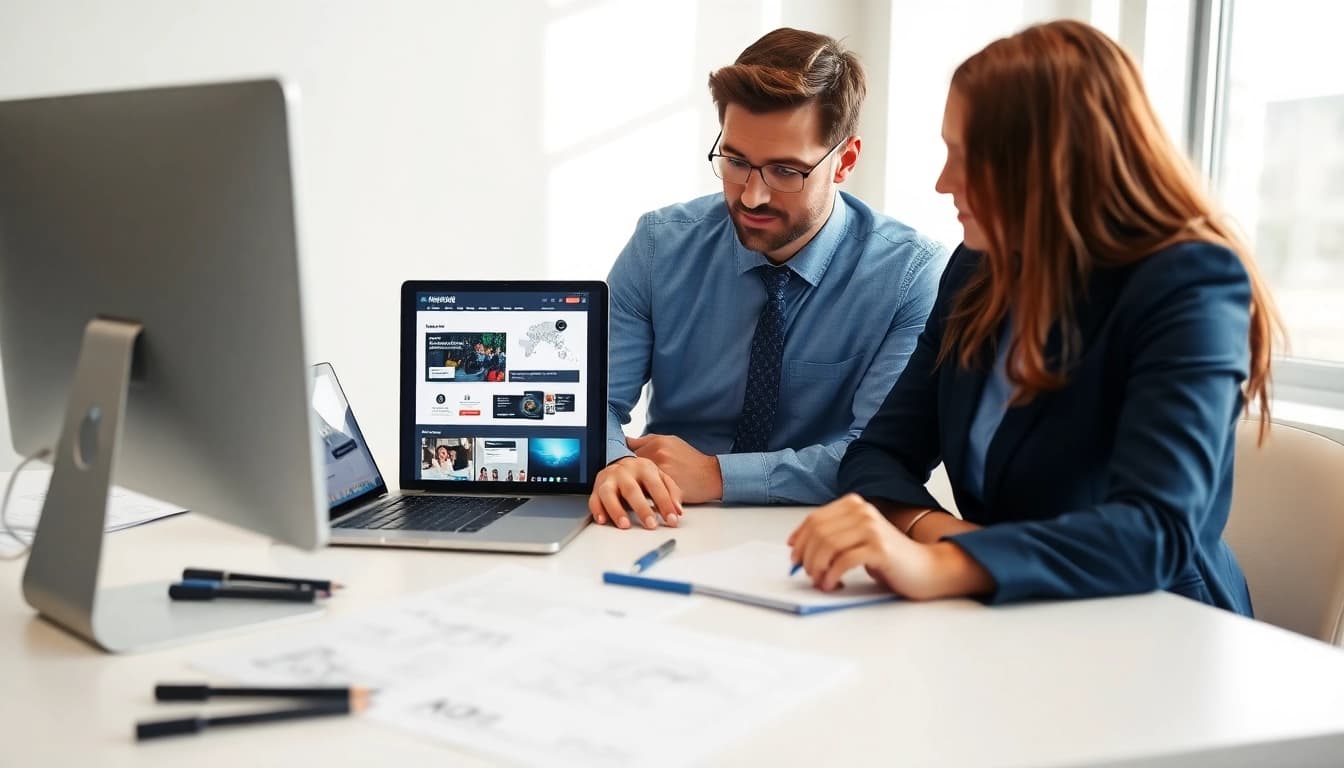 Creating a custom web design edmonton project with a professional designer and client.