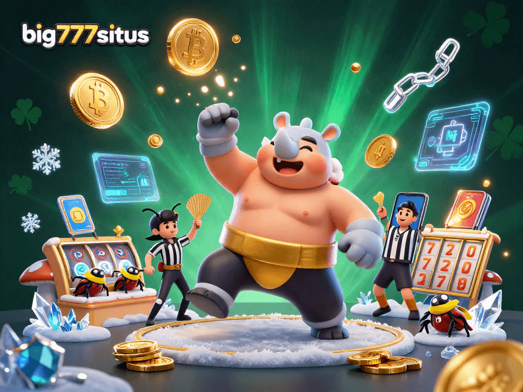 Experience the vibrant energy of big777situsresmi through this casino illustration featuring a beetle sumo champion.