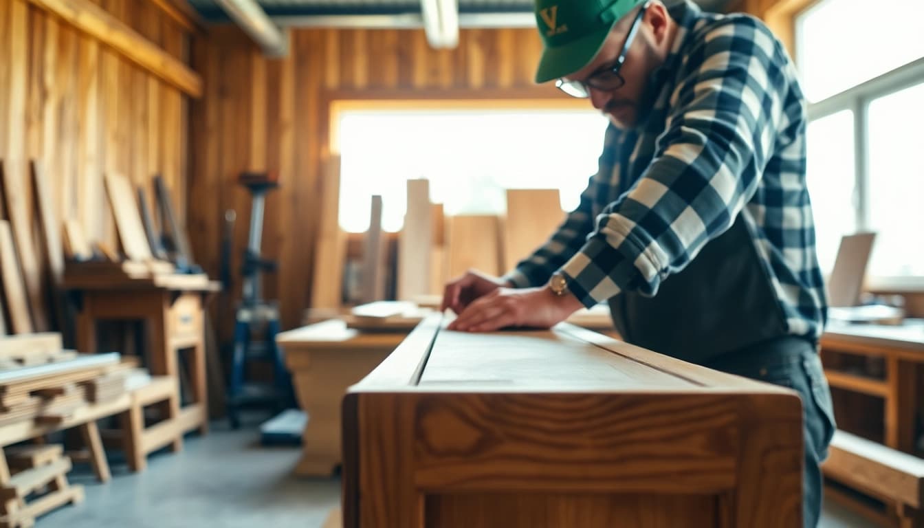 Crafting custom millwork with expert precision in a bright workshop.