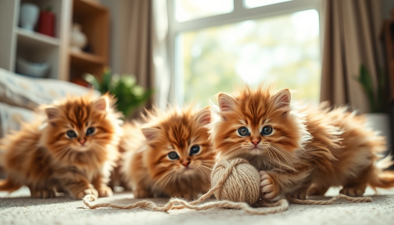 Playful Maine Coon kittens for sale showcasing their unique colors and fluffy fur.