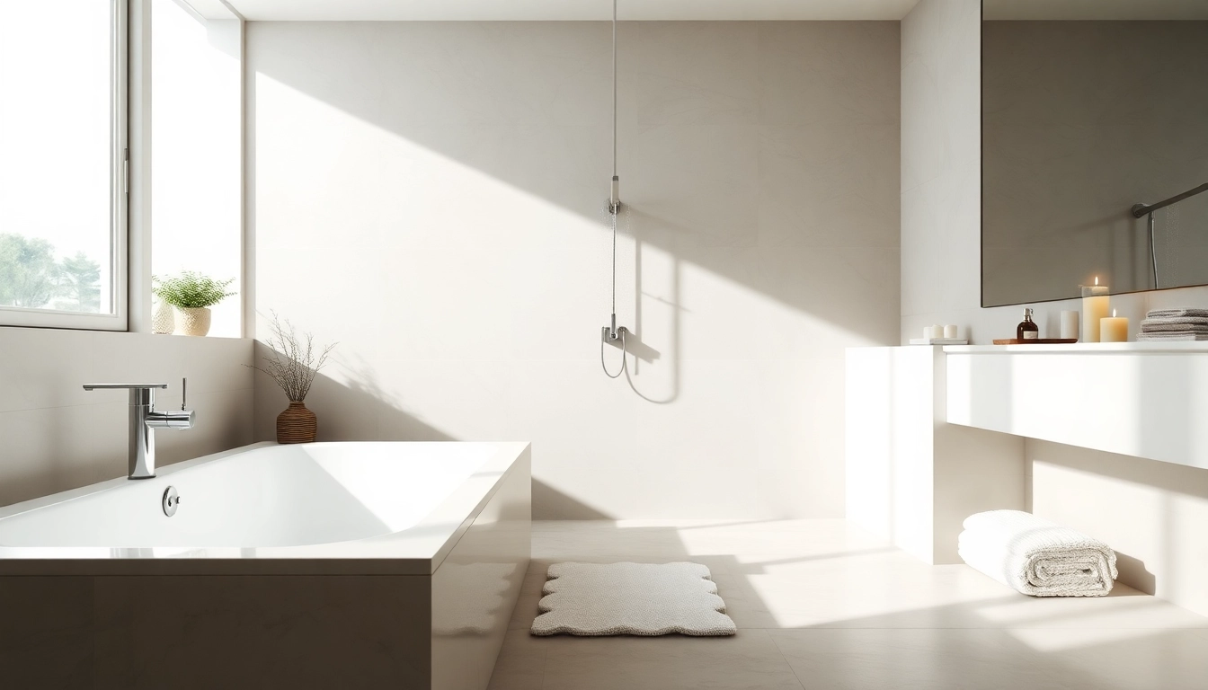 Explore elegant showers Australia, showcasing a modern bathroom with sleek fixtures and a serene atmosphere.