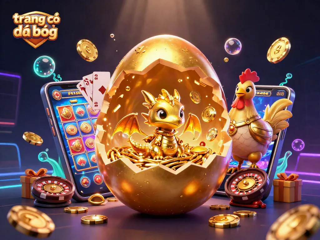 Trang cá độ đá bóng thu hút với rồng vàng và yếu tố casino sống động.
