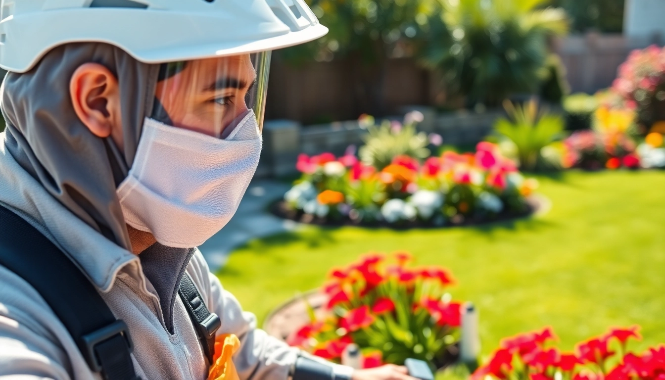 Implementing a recurring insect service in a backyard by a professional technician.
