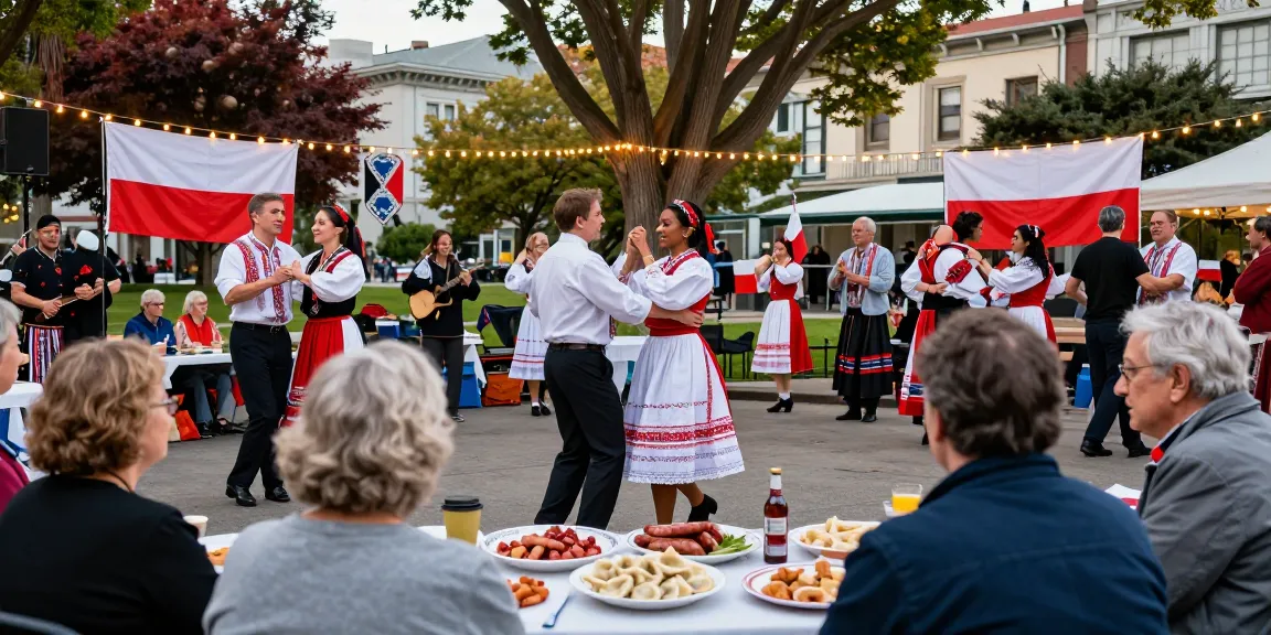 Community gathering celebrating Polish culture at https://www.sfpol.com/ with dance and food in San Francisco.