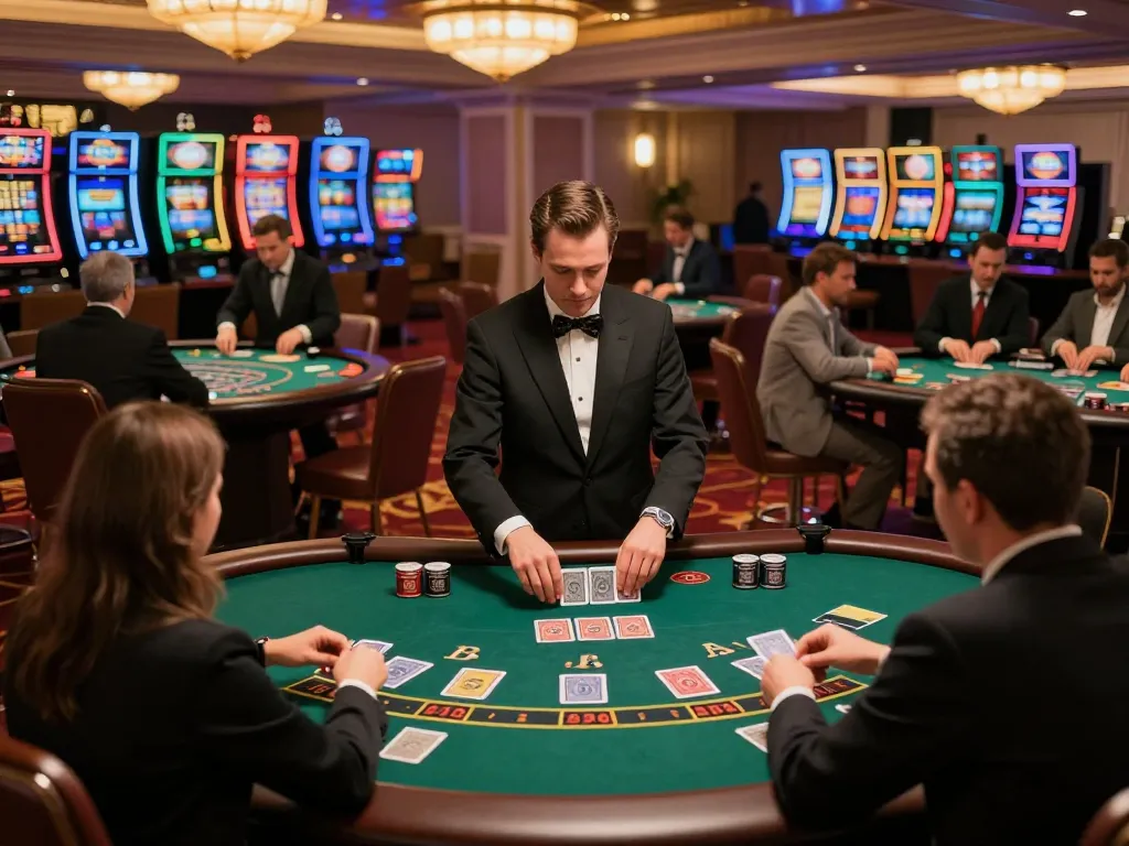 A thrilling scene at 888new blackjack tables with strategic gameplay and elegant casino ambiance