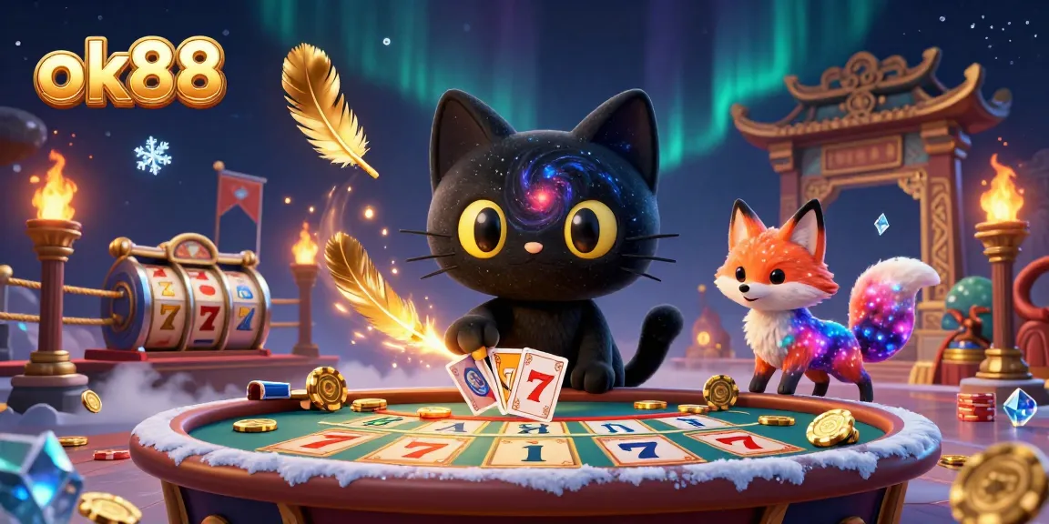 Engage in exciting gameplay at ok88's cosmic casino with a vibrant, animated scene.