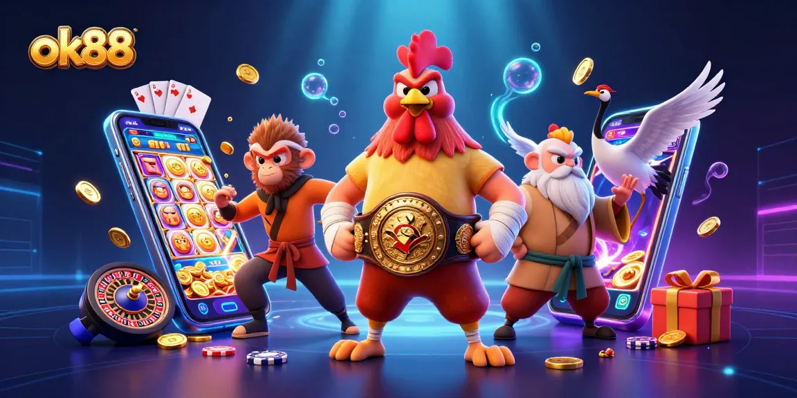 Experience the ok88 thrills with dynamic casino gameplay featuring action-packed characters and a vibrant slot game ambiance.