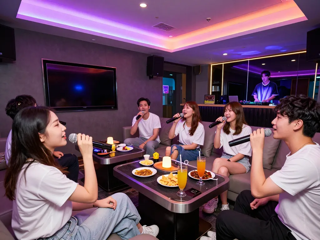 스타일리시한 인테리어와 활기찬 엔터테인먼트가 기다리는 강남퍼펙트 노래방의 생동감 넘치는 분위기를 경험하세요.