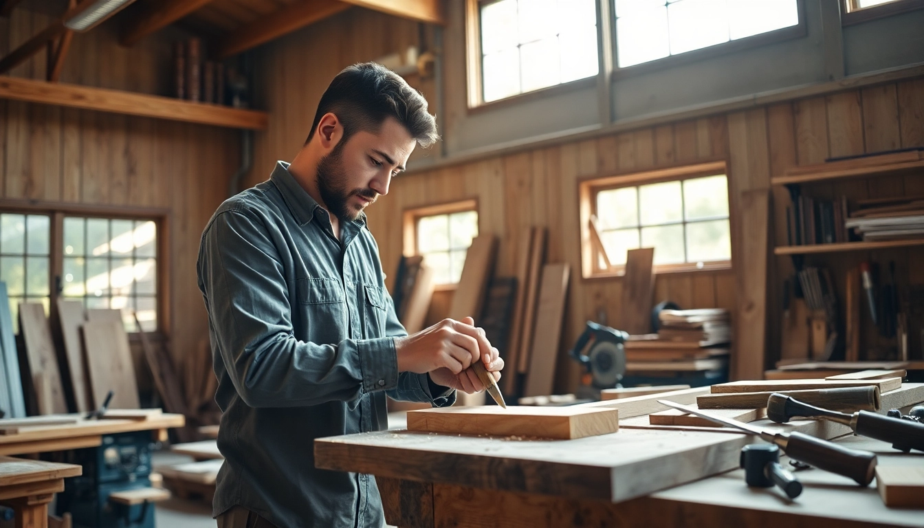Crafting skills showcased in a carpentry apprenticeship with tools and materials representing craftsmanship.