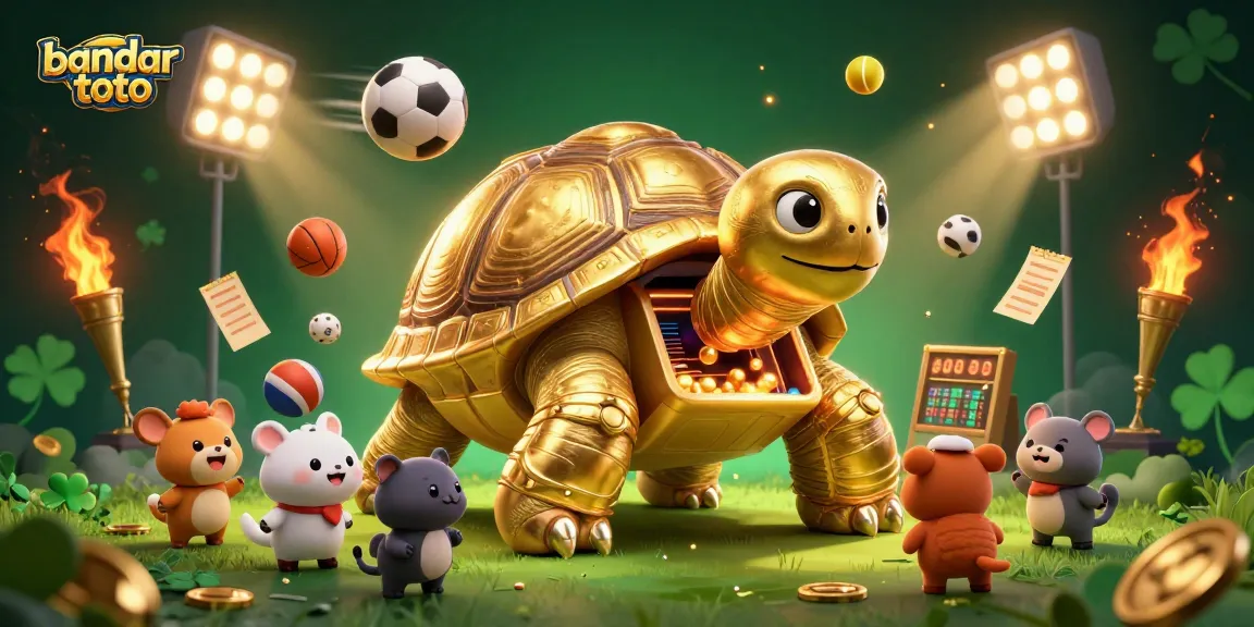 Experience thrilling bandar toto action with a golden tortoise pinball machine and vibrant game elements.