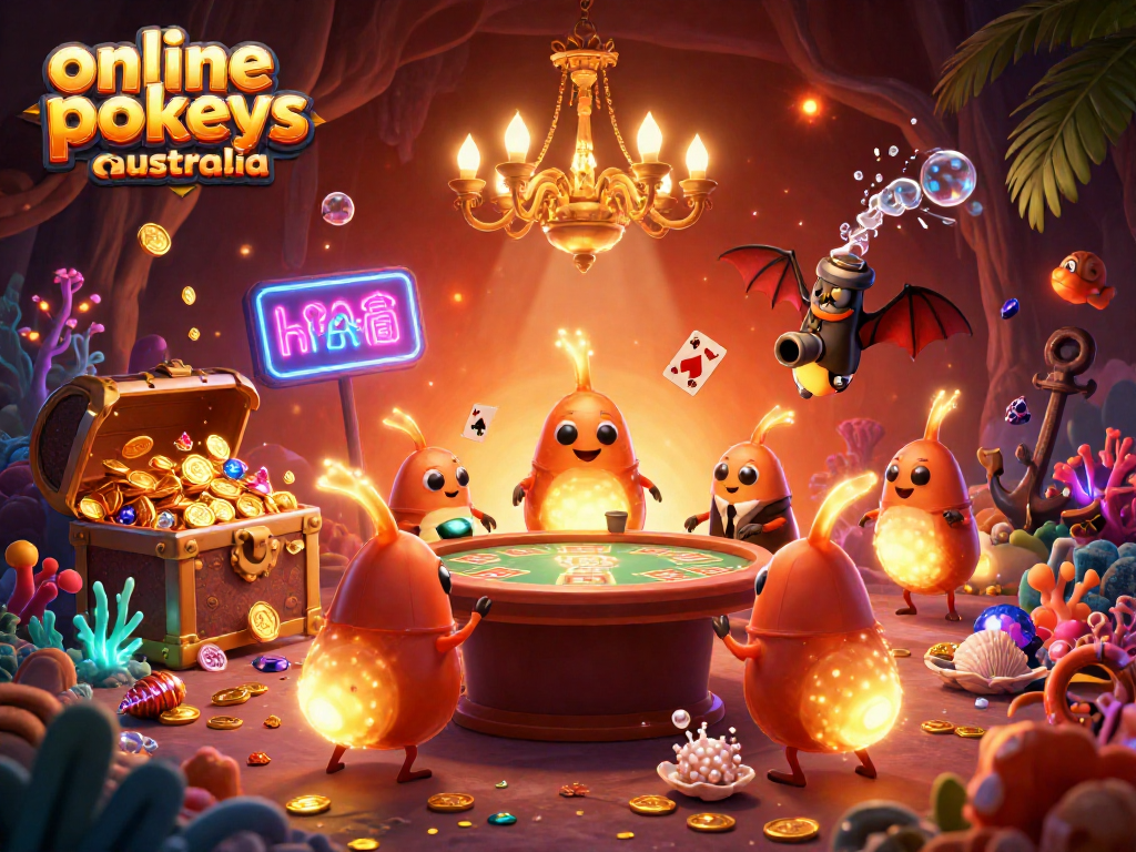 Experience captivating online pokies Australia in a vibrant cave casino scene.
