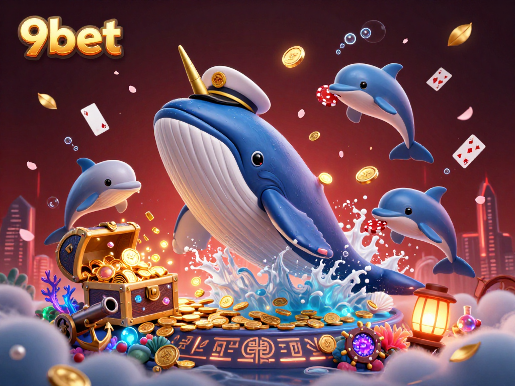 Experience thrilling wins at 9bet with a vibrant underwater scene featuring casino games.
