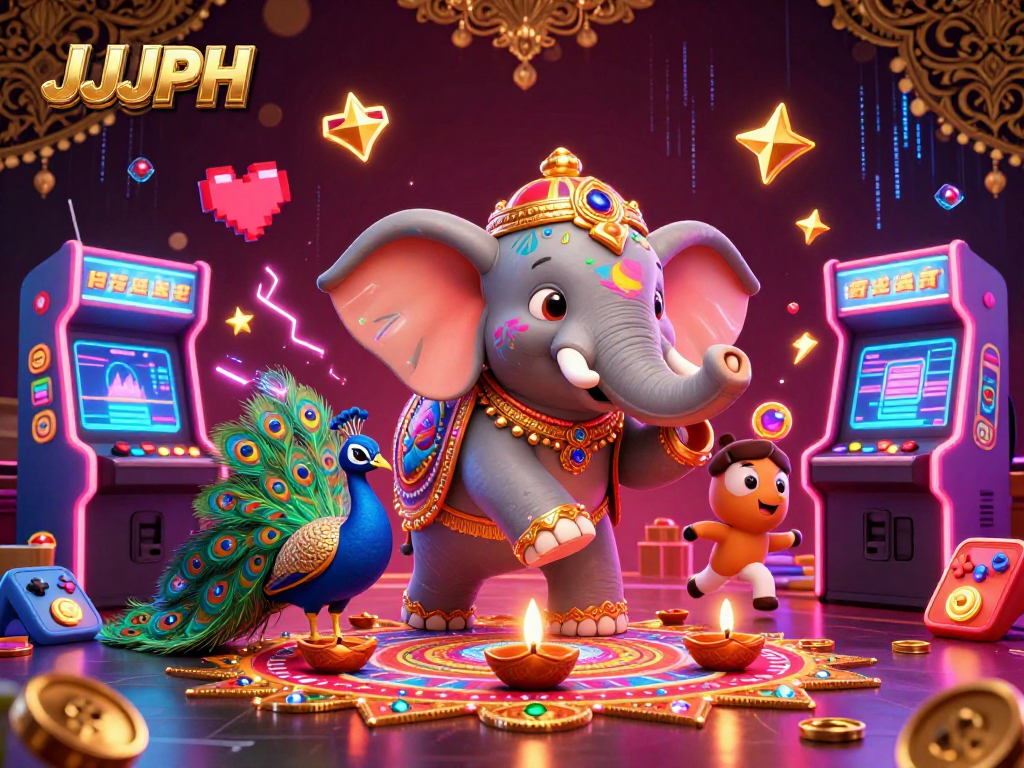 Engage in vibrant gaming scenes at JJJPH featuring rich 3D illustration of casino adventure.