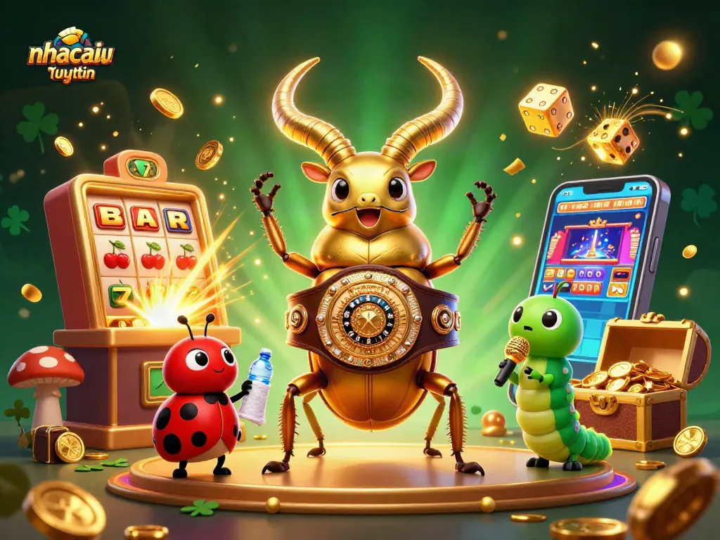 Witness the dynamic clash at nhacaiuytin's gambling arena with vibrant characters in action under casino lights.