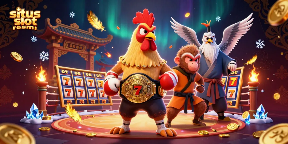 Engage with situs slot resmi in a dynamic casino-themed scene showcasing vibrant characters and gaming elements.