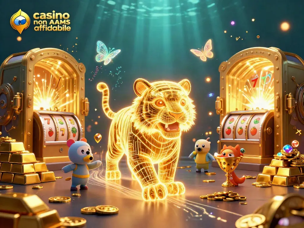 Unisciti al mondo di casino non AAMS affidabile con slot colorate e una tigre d'oro luminoso.