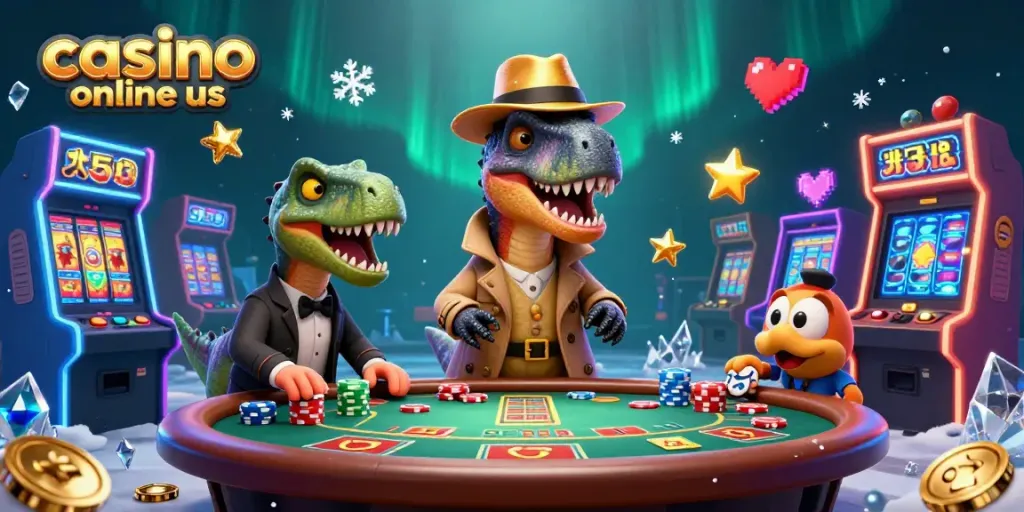 Engage in thrilling gaming at casino online us with a velociraptor card counter and vibrant slot machines.