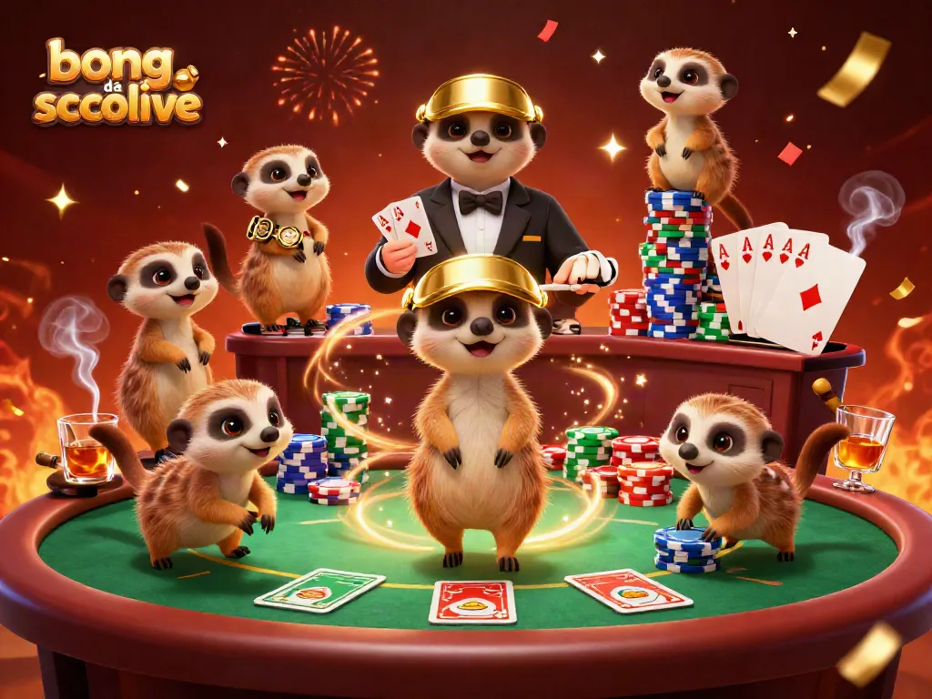 Experience bong da socolive online with a lively meerkat casino scene showcasing vibrant gambling elements.