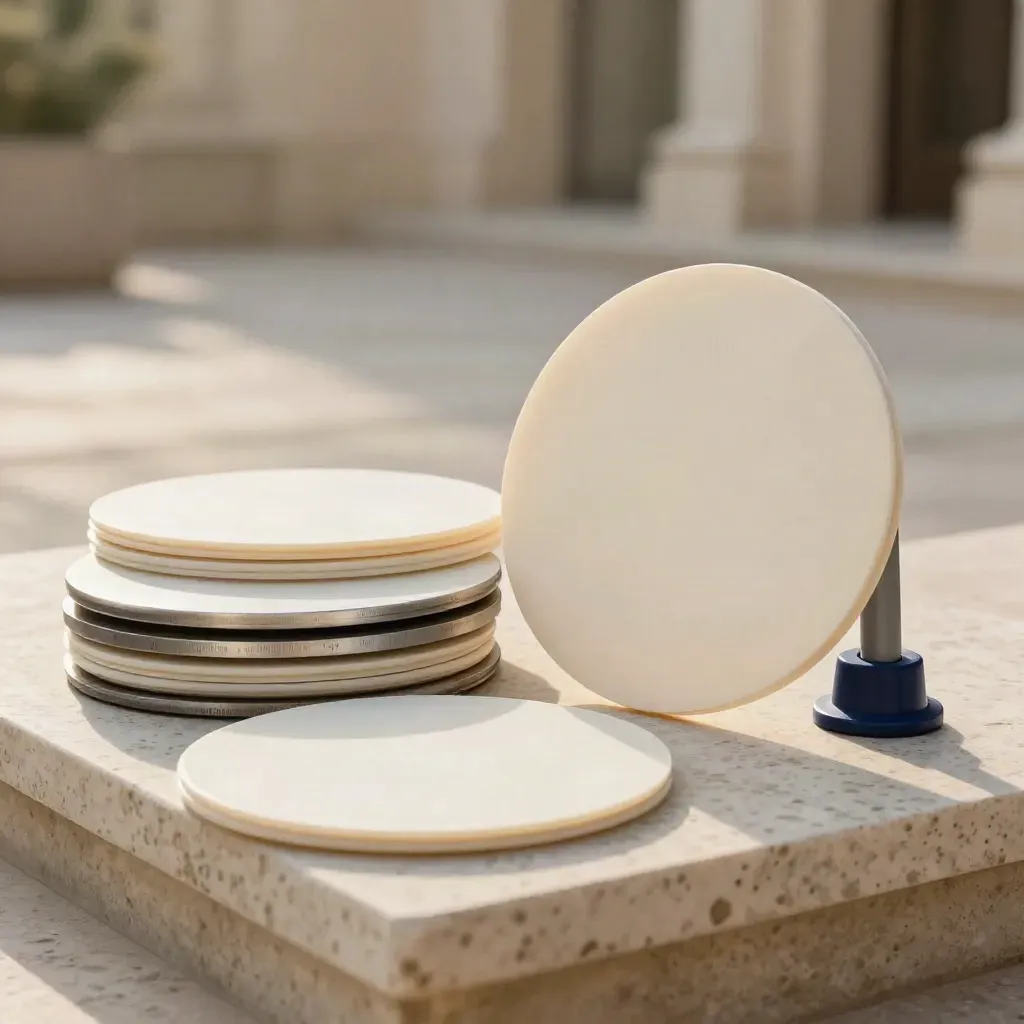 Map profile tune-up kit with location discs, calibration ring and marker stand on a travertine step.