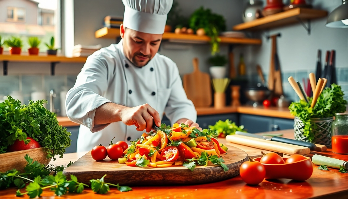 Engaging scene of cooking with fresh ingredients at dishfacts culinary hub.