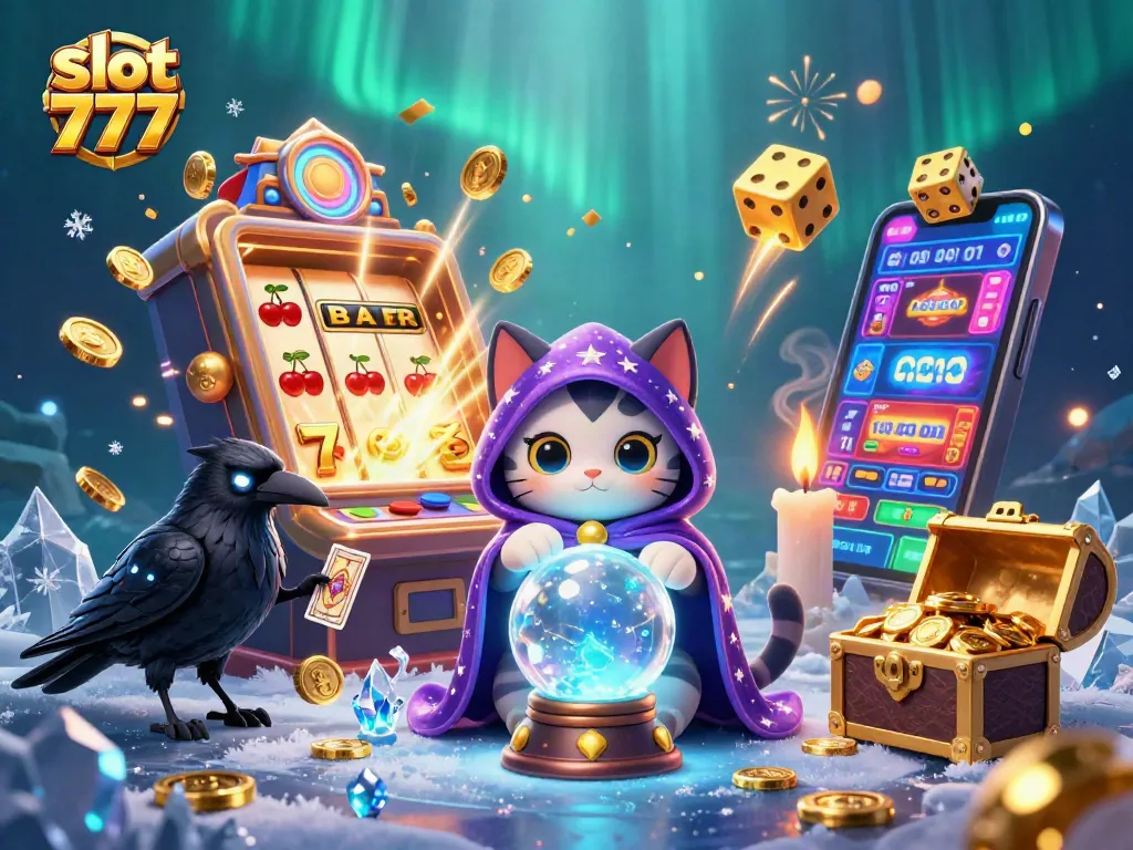 Mesin slot 777 yang menarik dan berwarna cerah memunculkan jackpot yang mengagumkan, dengan berbagai simbol keberuntungan.