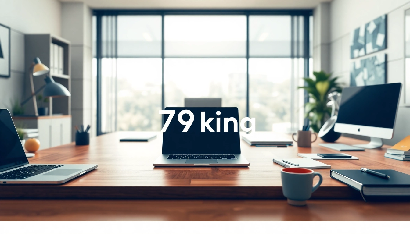 Showcase of the 79king logo in a modern office setting, emphasizing professional branding.