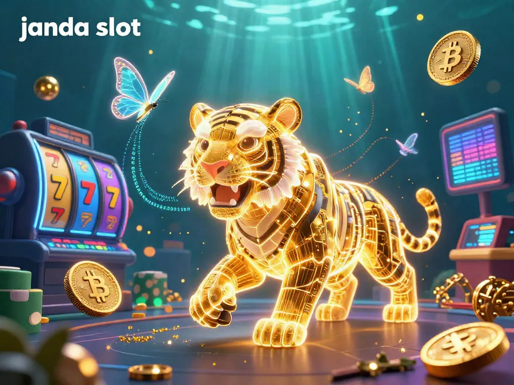 Slot permainan janda slot dengan harimau neon dan elemen kripto, menciptakan pengalaman yang menggembirakan.