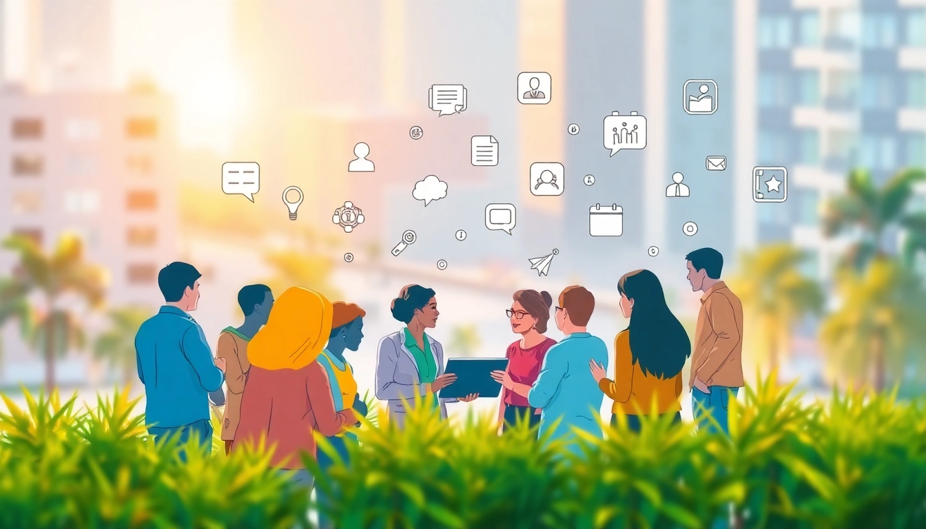 Engaged users collaborating on a community platform showcasing interaction and diversity.