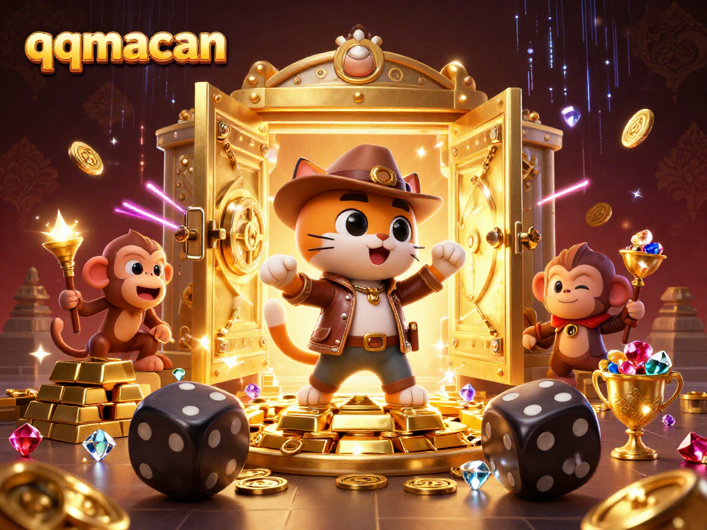 Experience excitement with qqmacan as a cartoon explorer cat uncovers casino treasures.