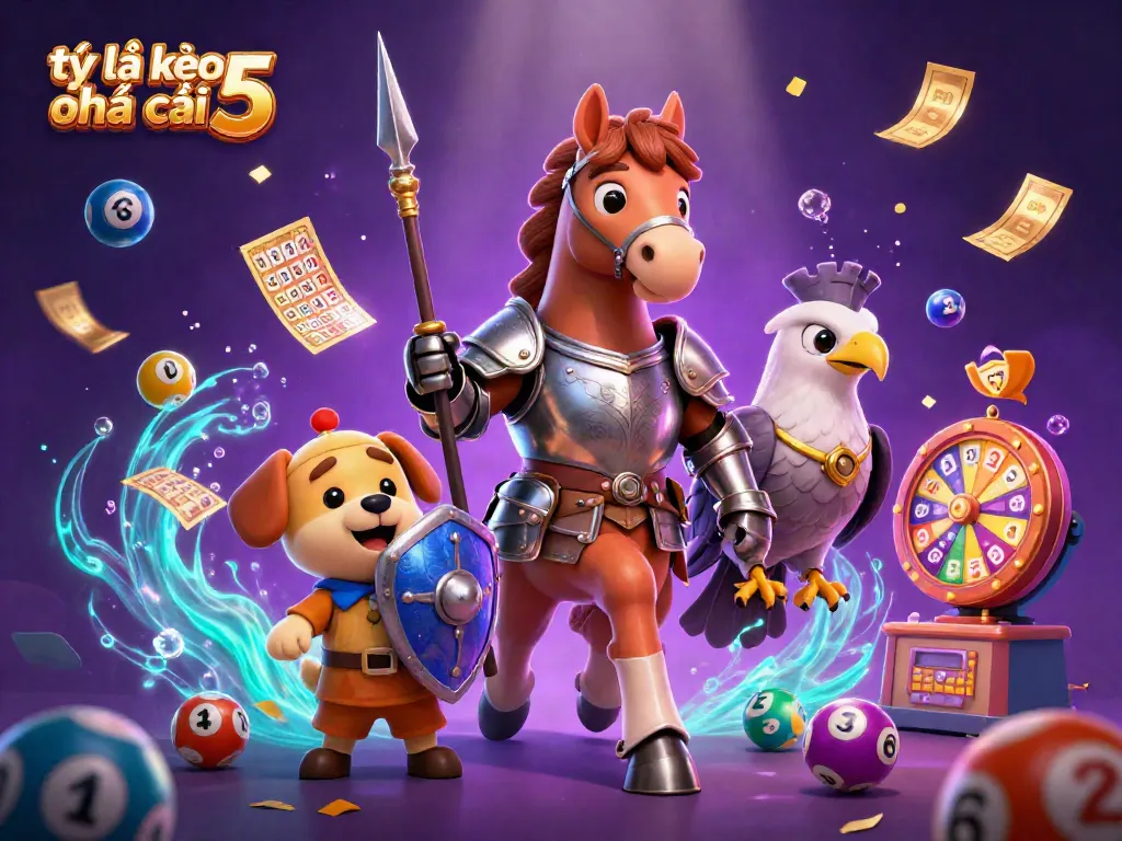 Engage in tỷ lệ kèo nhà cái 5 betting strategies with dynamic illustrations of medieval themes and vibrant elements.