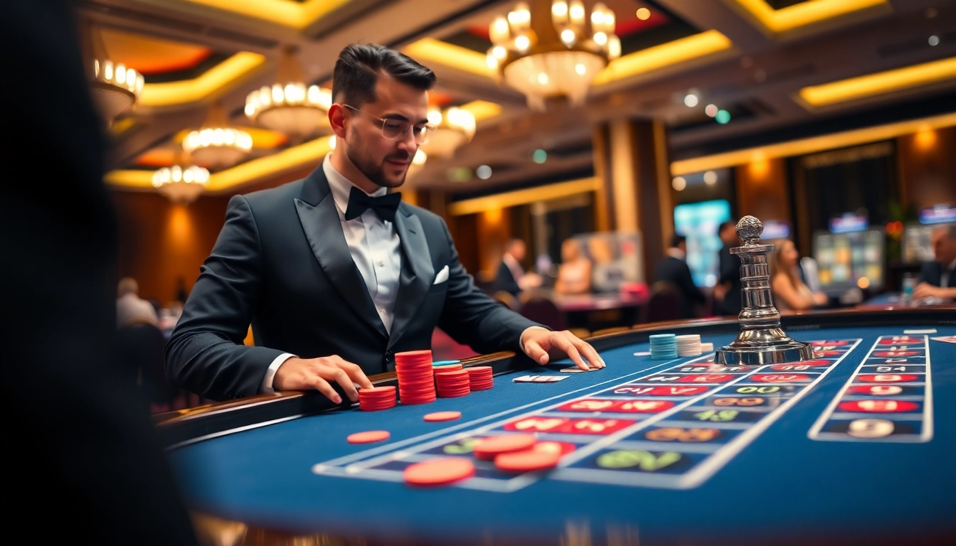Interwin menghadirkan suasana kasino yang hidup dengan dealer profesional dan meja roulette.