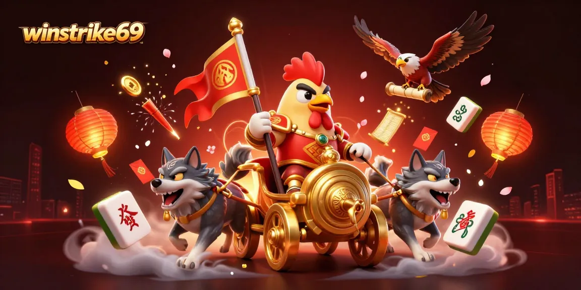 Experience thrilling gameplay with winstrike69 as 3D characters battle amidst vibrant casino elements.