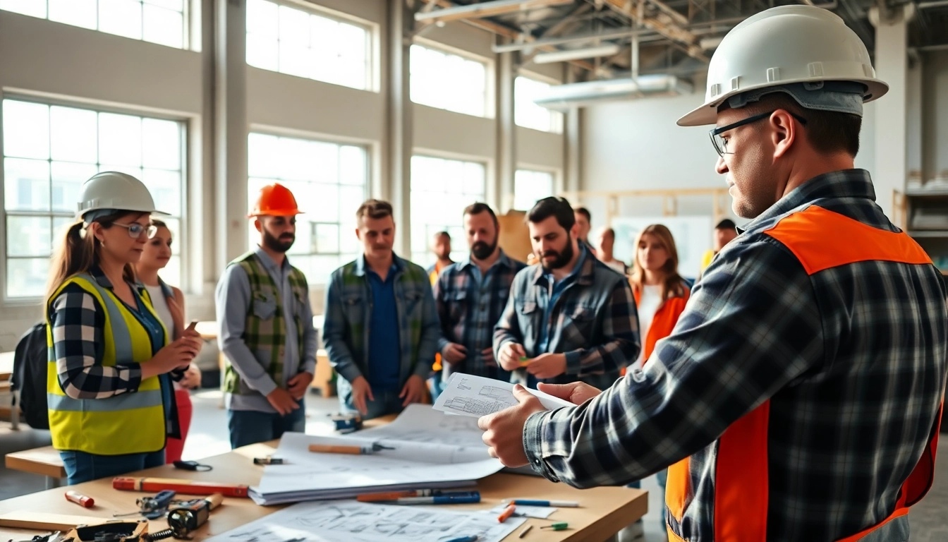 construction workforce development workshop with diverse participants actively learning