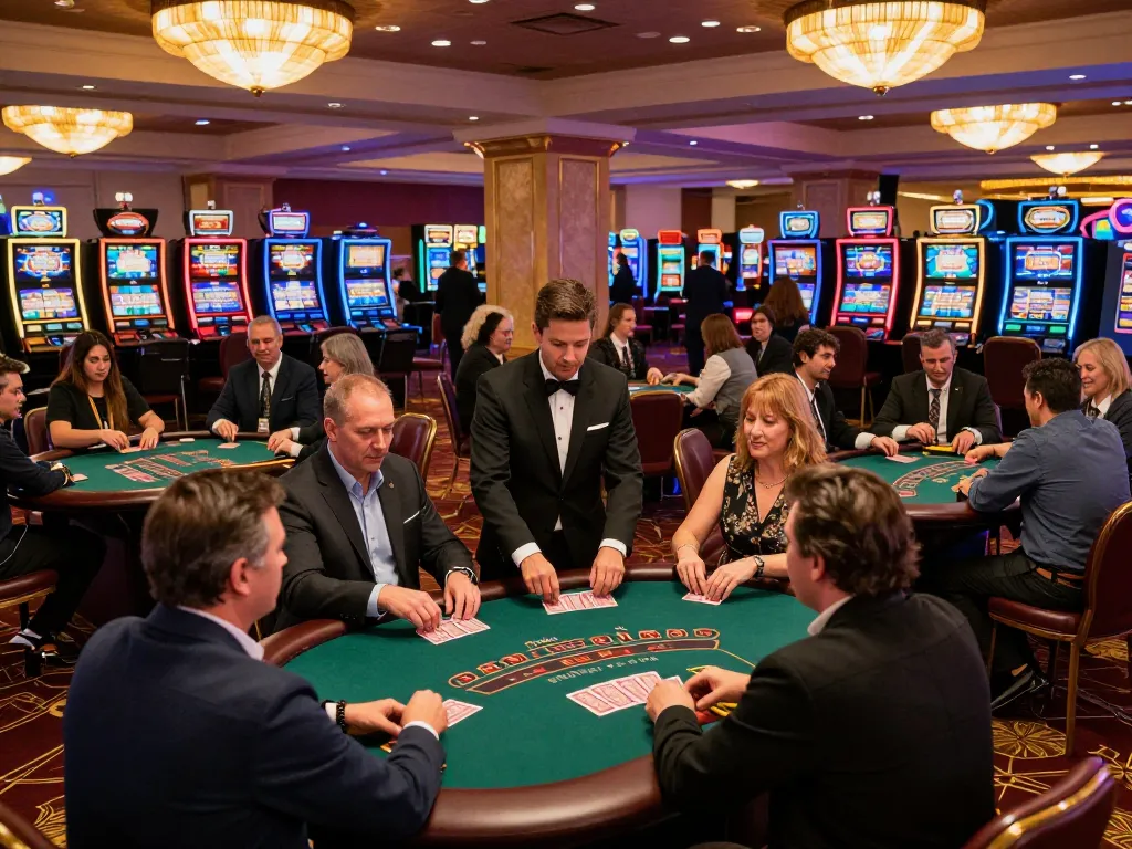 Players enjoying a thrilling game at 789win casino, engaged in strategic blackjack gameplay