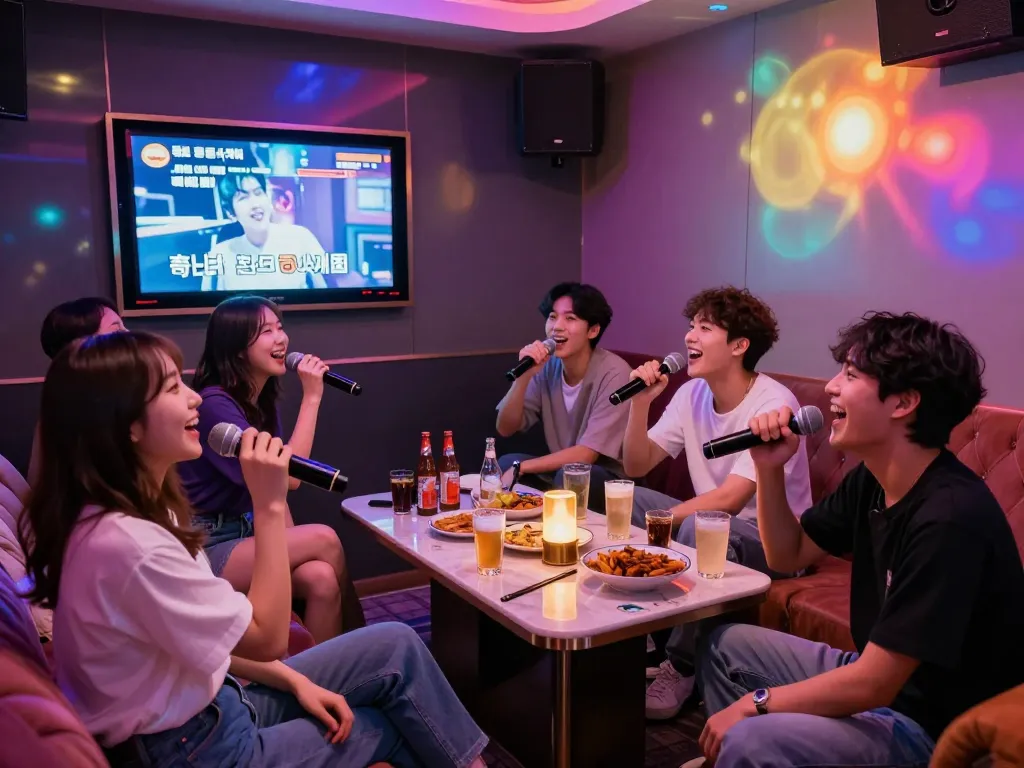 부평에서 화려한 노래방 밤문화를 경험하며 친구들과 함께 즐거운 사적 공간에서 노래를 부르세요.