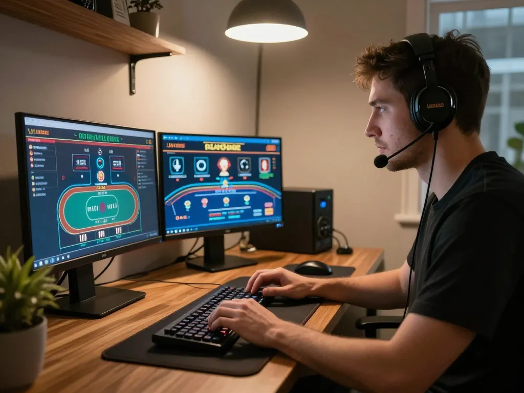Experience thrilling online gameplay with jmb88, showcasing a professional gamer immersed in casino games