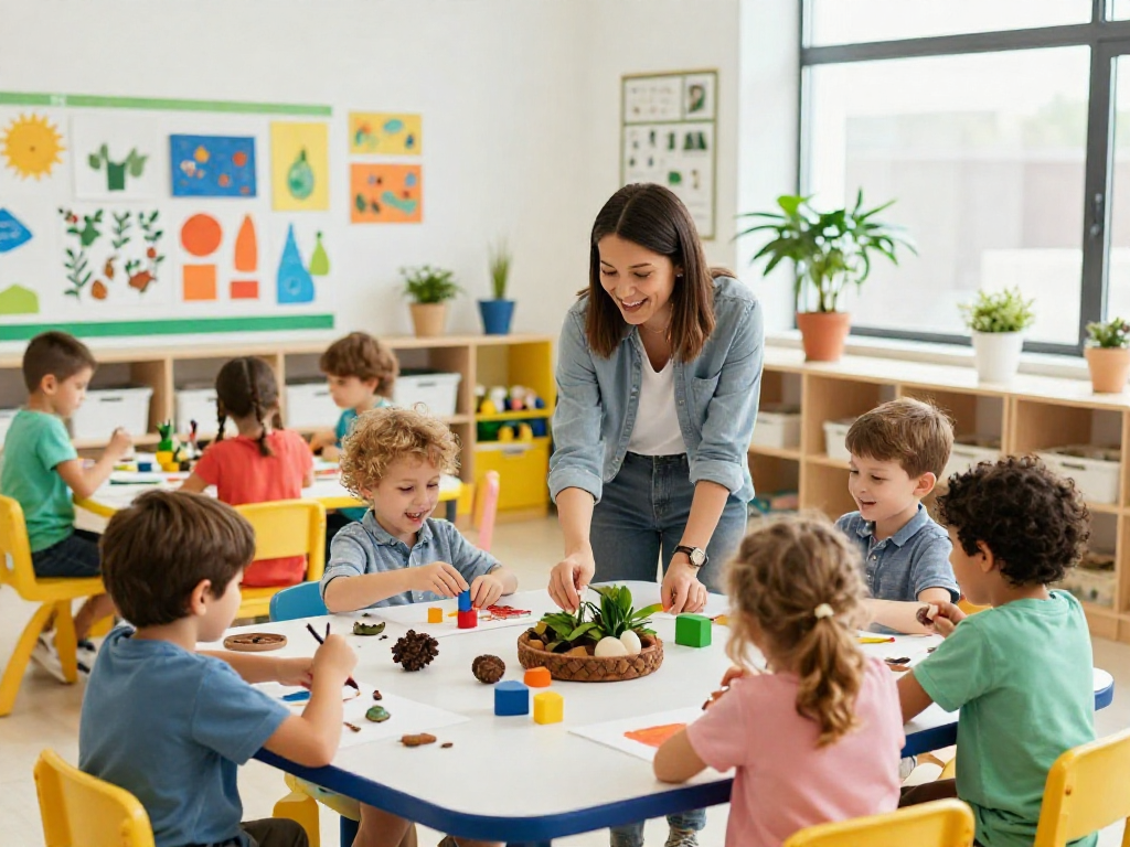 Interactive learning at international kindergarten Singapore with happy children exploring and creating.