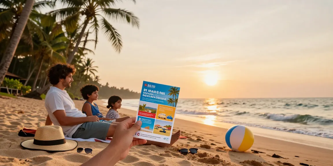 Family enjoying a sunset at a Sri Lankan beach with sri lanka tour packages from delhi with airfare in hand.