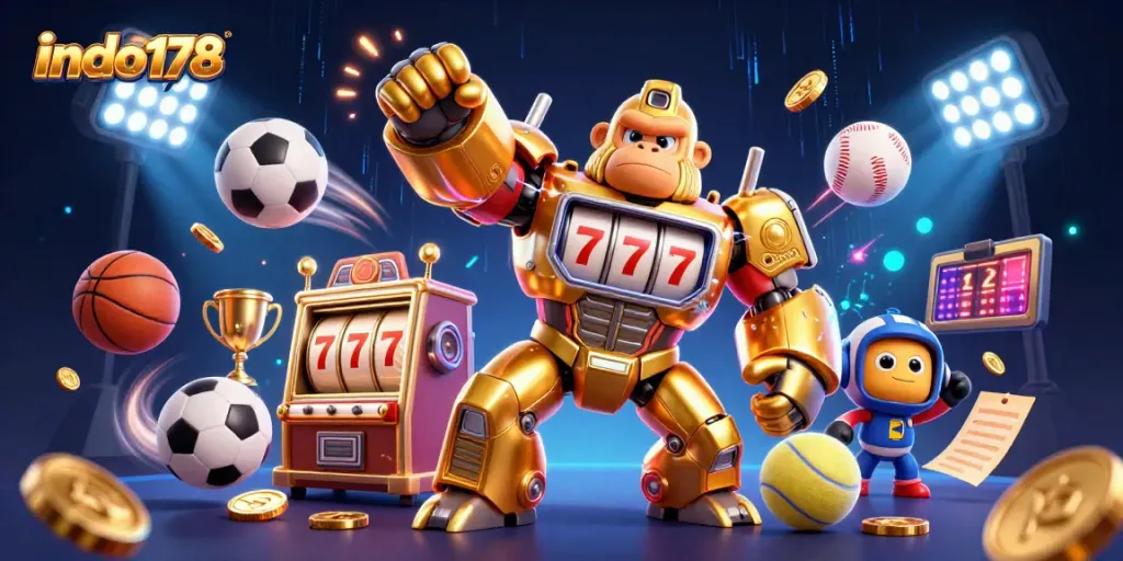 Spin the reels at indo178 with exciting games featuring a golden gorilla mech and winning odds.