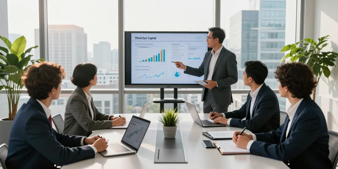 Team collaborating on Third Eye Capital strategies in a modern office.