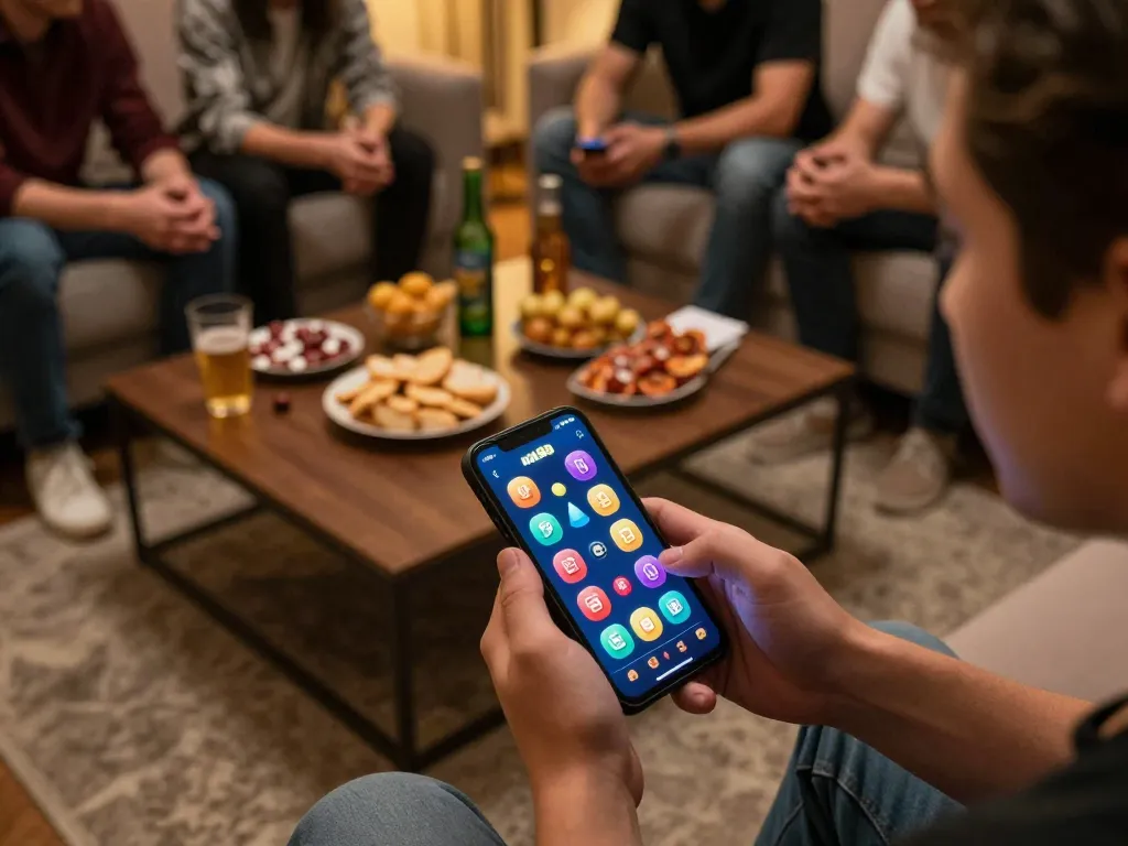 Player engaging with nk88 app for online betting strategy in cozy home setting