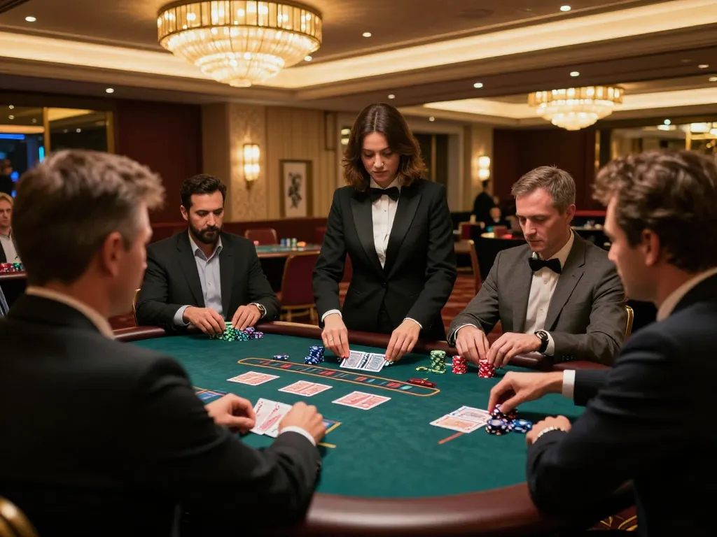 Engage in an exciting game of blackjack at lc88, where players strategize their bets in a luxurious casino setting