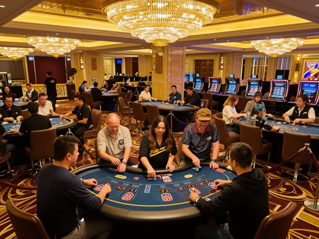Players strategizing at the RR88 blackjack table under elegant chandeliers, showcasing an immersive casino experience.