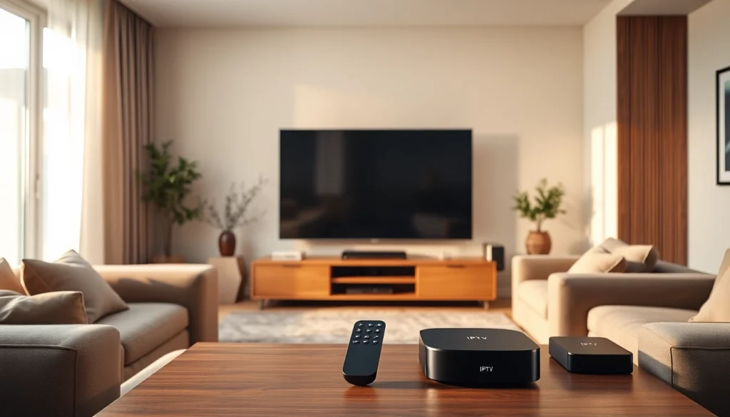 Stream high-quality content with iron tv pro in a cozy, modern living room setup.