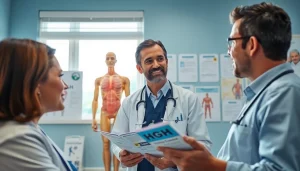 Engaging consultation about HGH FOR SALE in a warm medical setting.