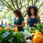 Engaging scene illustrating Health through wellness practices in a vibrant outdoor setting.