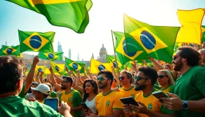 Engaged crowd at a sports event illustrates the best sportsbooks in Brazil through vibrant betting scenes.
