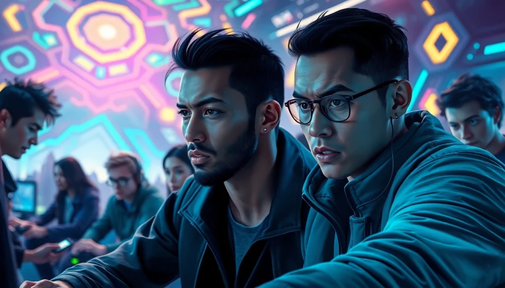 Engaged gamers in a dynamic environment related to https://www.trilgameshproject.com showcasing strategic play.